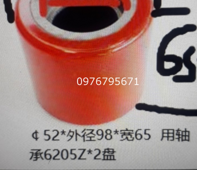 Bánh xe nâng PU đỏ 100x65x52mm