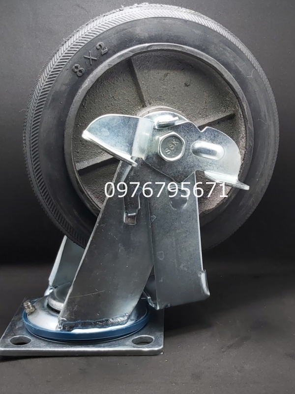 Bánh xe cao su Gang Hàn quốc 200x50 có khoa