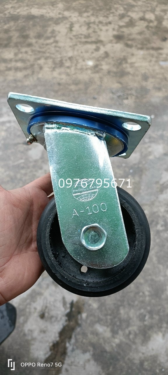 Bánh xe đẩy cao su 100x50 xoay càng 6mm