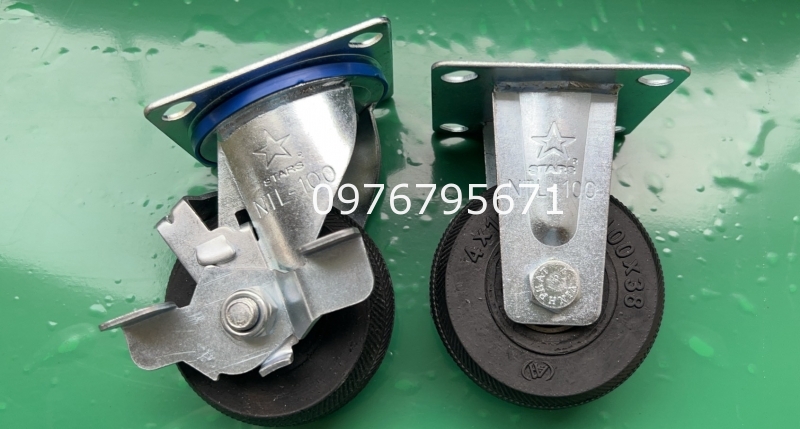 Bánh xe đẩy cao su NTL 100x38 khóa cố định