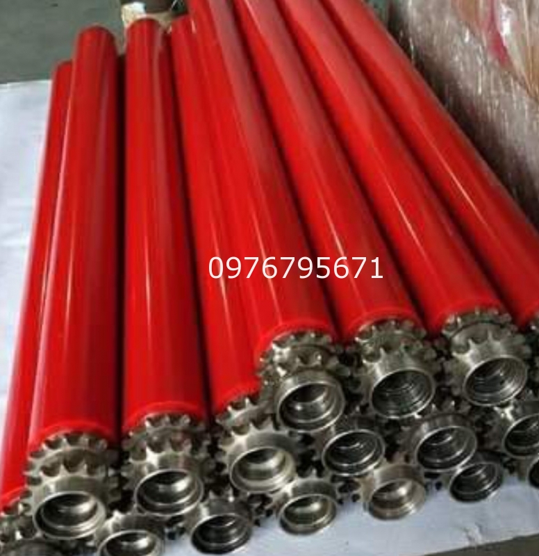Gia công con lăn pu đỏ cho băng chuyền phi 60