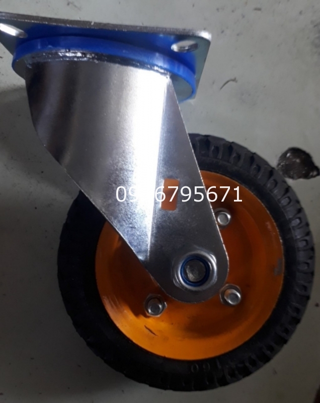 Bánh Xe Đẩy Cao Su Vàng Mâm Liền 160x50 Xoay Không Khóa Bánh xe Công Nghiệp