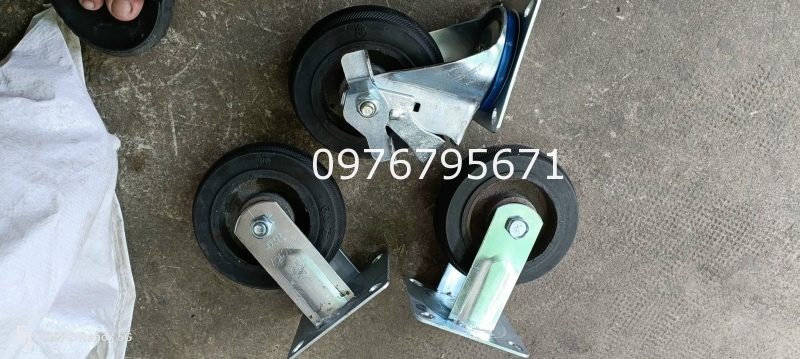 Bánh xe càng 6mm bánh xe cao su 150 mm càng khóa lucky