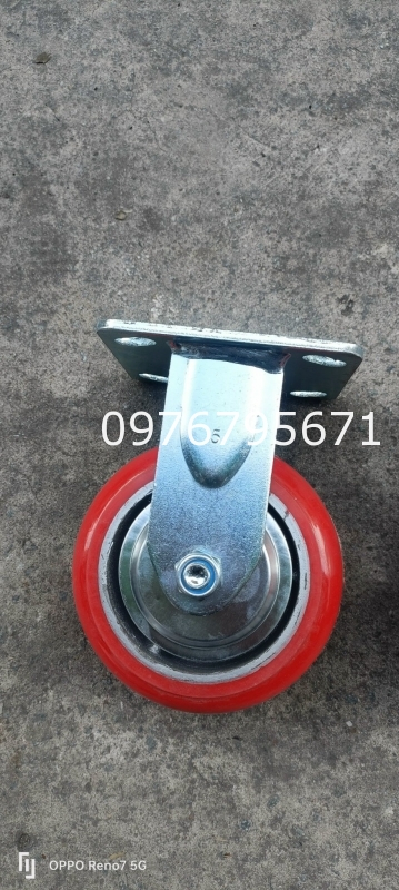 Bánh xe đẩy cố đinh 5in bánh xe PU Gang hàn quốc 125x50mm