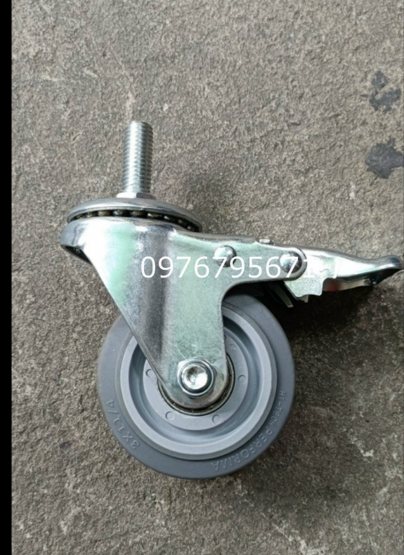 Bánh xe đẩy TPR 75x32 xoay khóa ty 12 3in
