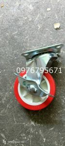 bánh xe PP đỏ xoay khóa 75mm