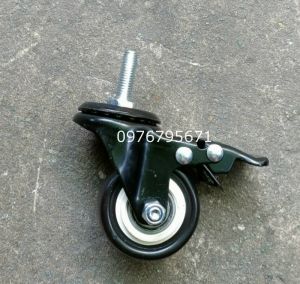 Bánh xe ty ren 12 có khóa bánh xe TPU đen phi 50