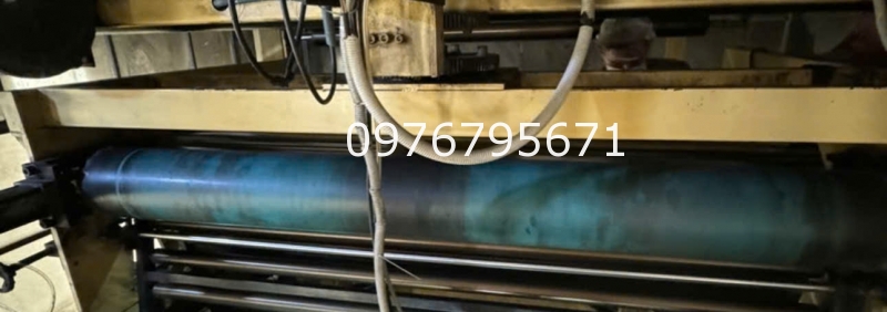 Gia công trục thép phi 170mm bọc trục cao su Xanh phi 200 dai 1800mm của máy thổi