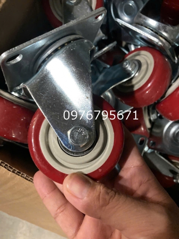 Bánh xe đẩy mận đỏ 75x32 xoay giá rẻ TPHCM