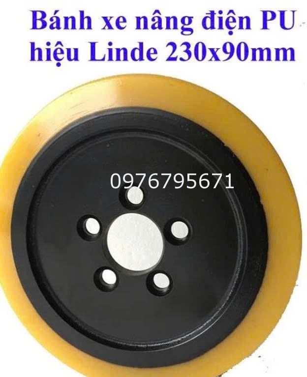 Xe nâng điện Linde – Bánh xe PU Gang 230x90 cốt 45mm giá rẻ